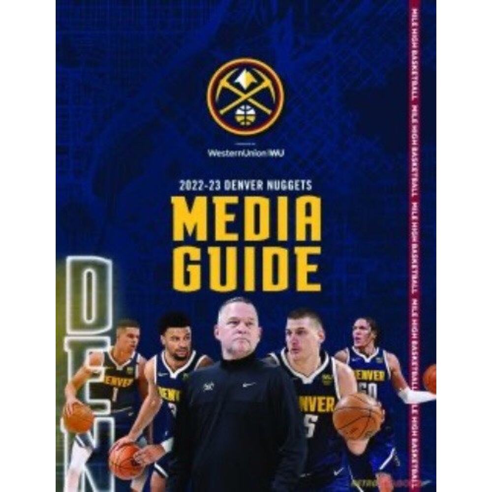Denver Nuggets 2022-23 Media Guide Official Team Cover On 12x8in Metal Sign